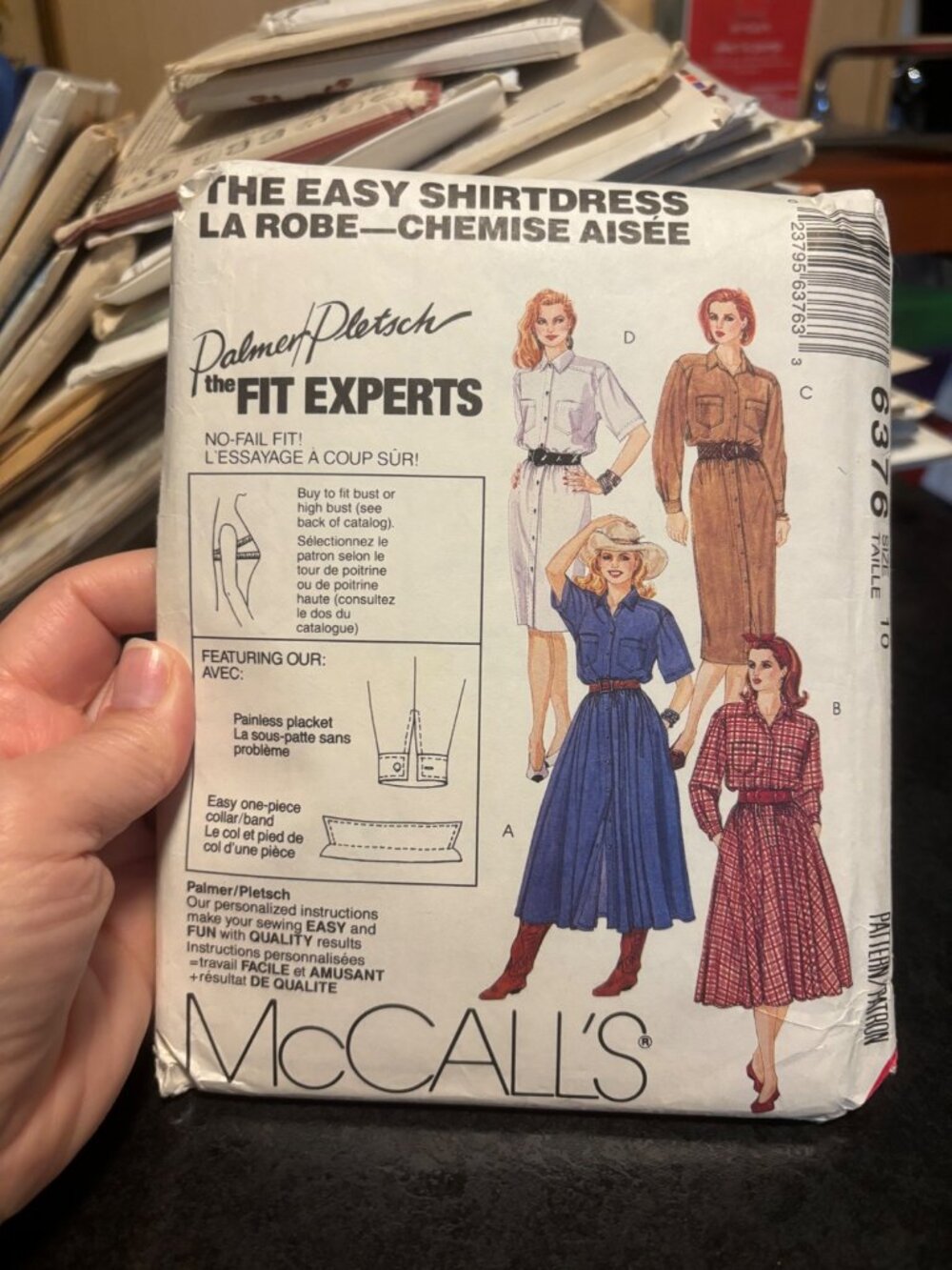 McCall’s 6376 Palmer/Pletsch Easy Shirtdress Sewing Pattern Sizes 10 Misses Dres